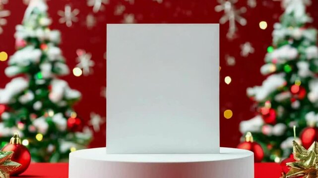 Christmas Card Mockup - Festive Greeting Card Design Template with Snowflakes and Ornaments, holiday-themed greeting card designs
