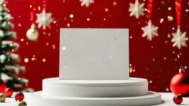 Christmas Card Mockup - Festive Greeting Card Design Template with Snowflakes and Ornaments, holiday-themed greeting card designs
