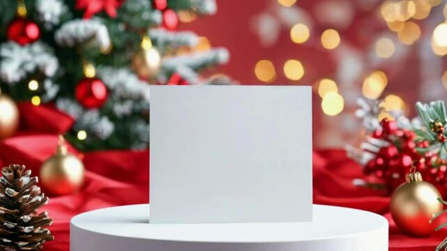 Christmas Card Mockup - Festive Greeting Card Design Template with Snowflakes and Ornaments, holiday-themed greeting card designs
