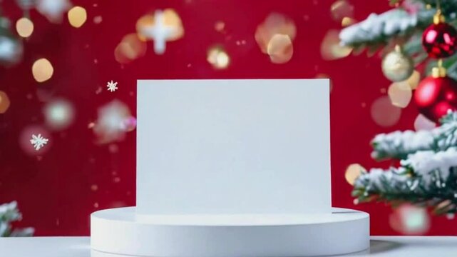 Christmas Card Mockup - Festive Greeting Card Design Template with Snowflakes and Ornaments, holiday-themed greeting card designs
