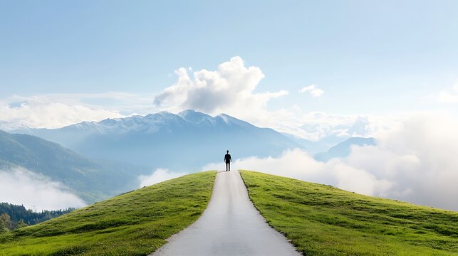 Person standing at the start of a long road, ready to embark on a new journey