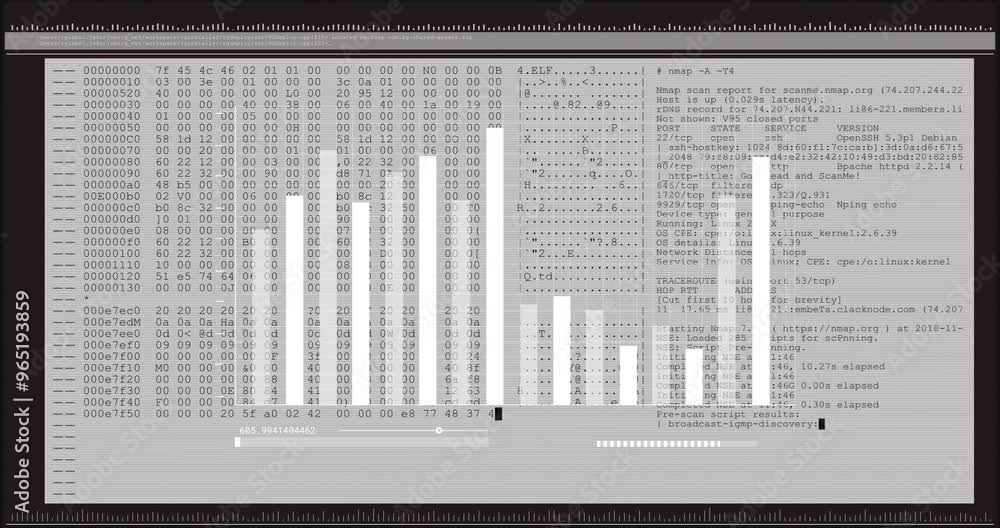 Poster animation of data processing on white background
