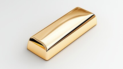 Isolated single gold bar on white background