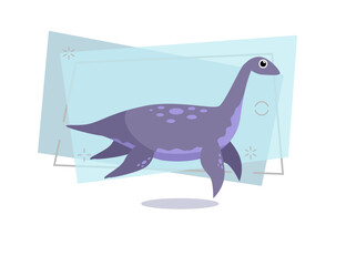 Aquatic dinosaur illustration. Creature, colored, animal. Nature concept. Vector illustration can be used for topics like history, school, kid books