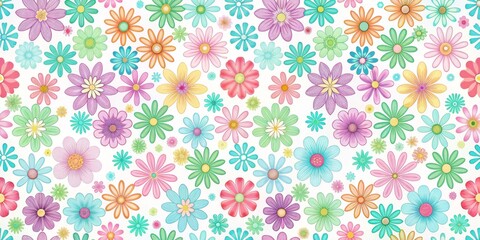 Colorful Daisy Pattern A Watercolor-Inspired Floral Design, Daisy Pattern, Floral Design, Watercolor Style