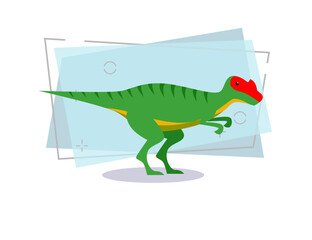Green predatory dinosaur. Creature, historic animal. Nature concept. Vector illustration can be used for topics like history, school, kid books