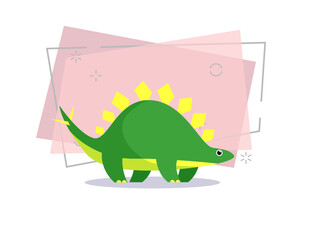 Green herbivorous dinosaur illustration. Creature, historic animal. Nature concept. Vector illustration can be used for topics like history, school, kid books