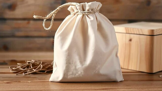Stylish Cotton Canvas Pouch. Eco-Friendly Cotton Bag. Durable Fabric Drawstring Bag