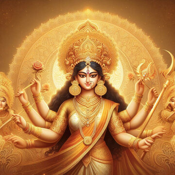god durga in happy durga puja subh navratri background