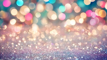 Obraz premium Sparkling Glitter Background with Colorful Bokeh Lights