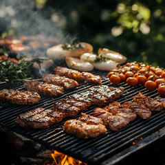 Sizzling Summer BBQ Photo - Grilled Steak, Chicken, and Vegetables