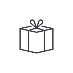 Cardboard gift box line icon