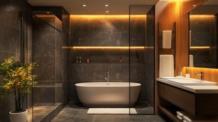 3d rendering modern bathroom full scene interior design