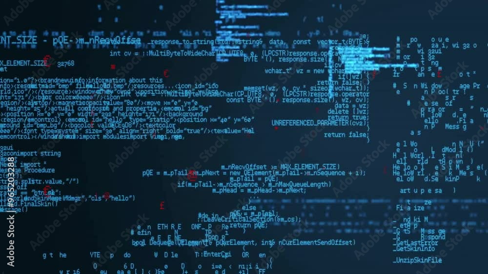 Poster animation of data processing on black background