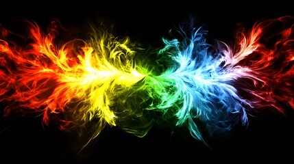 Abstract Rainbow Smoke Design on Black Background