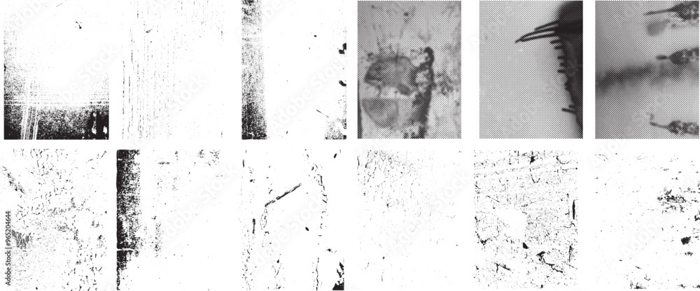 Aufkleber Grunge Backgrounds set. Big collection of vector overlay, distress, textures .Simply Place illustration over any Object to Create grungy ,splattered , dirty effect .Various texture for your design. 