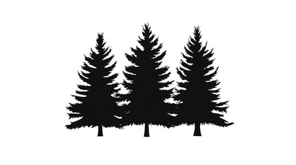 Fototapeta premium Snow-covered forest silhouette vector art on a white background. This minimalist illustration captures the serene beauty of a winter woodland scene with simple, elegant lines and shapes.