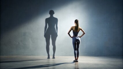 Fototapeta premium The Slender figure stands tall, its body a stark contrast to the lanky physique, with a mere hint