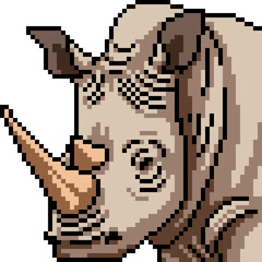 Fototapeta premium pixel art of rhino face portrait