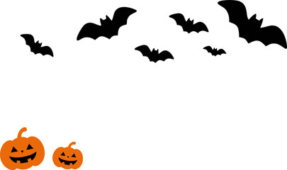 Halloween frame with pumpkins and bats.