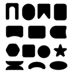 Set of frames with zigzag edge, scallop edge shape. Retro vawe swiss design elements with frill border.