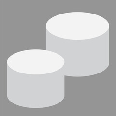 Empty white round podium, modern pedestal and platform, stand stage, cylinder, round empty stages and podium stairs 3d template for product presentation, awards. Isolated on gray background. EPS 10