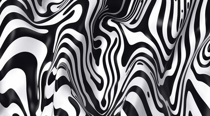 Fototapeta premium A black and white pattern of simple, swirling shapes that resemble the contours found in zebra stripes, black and white pattern, zebra skin texture, zebra skin pattern, zebra skin lines 