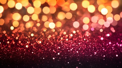 Red and Gold Glitter Bokeh Background