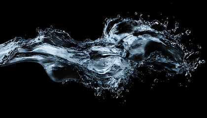 Abstract water splash, isolated on black background.