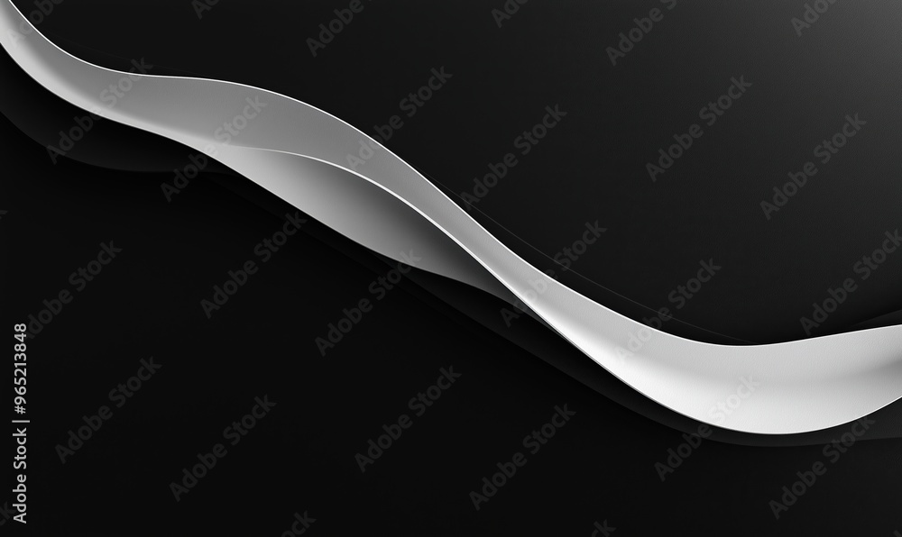 Poster a black and white image of a wave with a silver line. the image has a mood of calmness and serenity