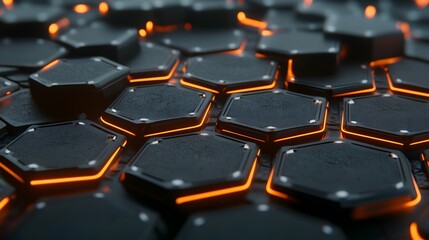 Obraz premium Abstract Glowing Hexagon Pattern Futuristic Technology Background
