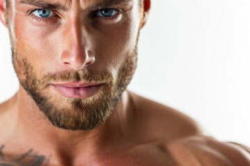 Obraz premium Close up of a muscular man Isolated on white background