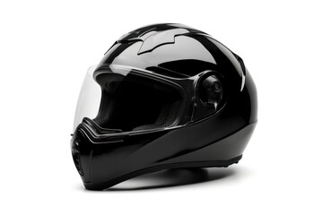 Obraz premium Motorcycle helmet white background monochrome protection.