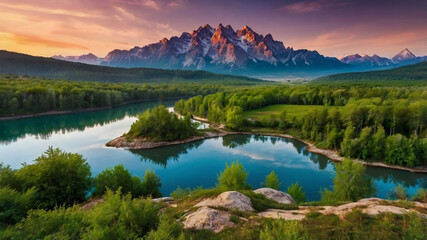 mountain river in the morning