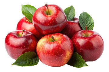 Bunch of Ripe Red Apples Against Leafy Backdrop