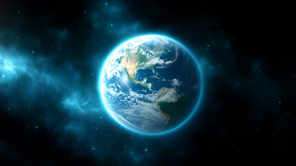Fototapeta premium A breathtaking view of Earth from space with vibrant colors and a glowing atmosphere captured during a celestial exploration