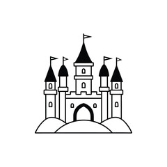Obraz premium Medieval Castle Clipart Design - Castle Vector illustration in black and white 