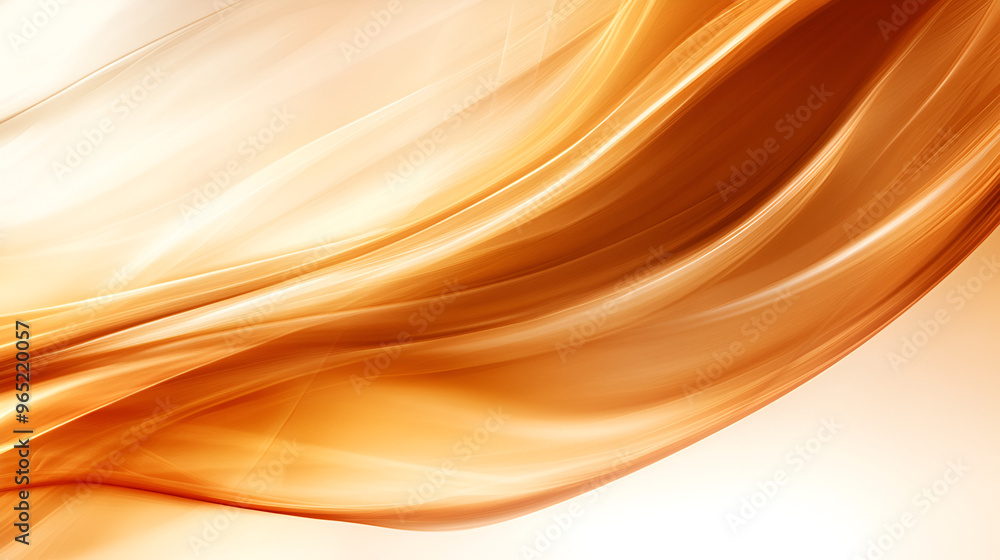 Poster flowing abstract warm orange fabric draped elegantly with soft curves, creating a tranquil and invit