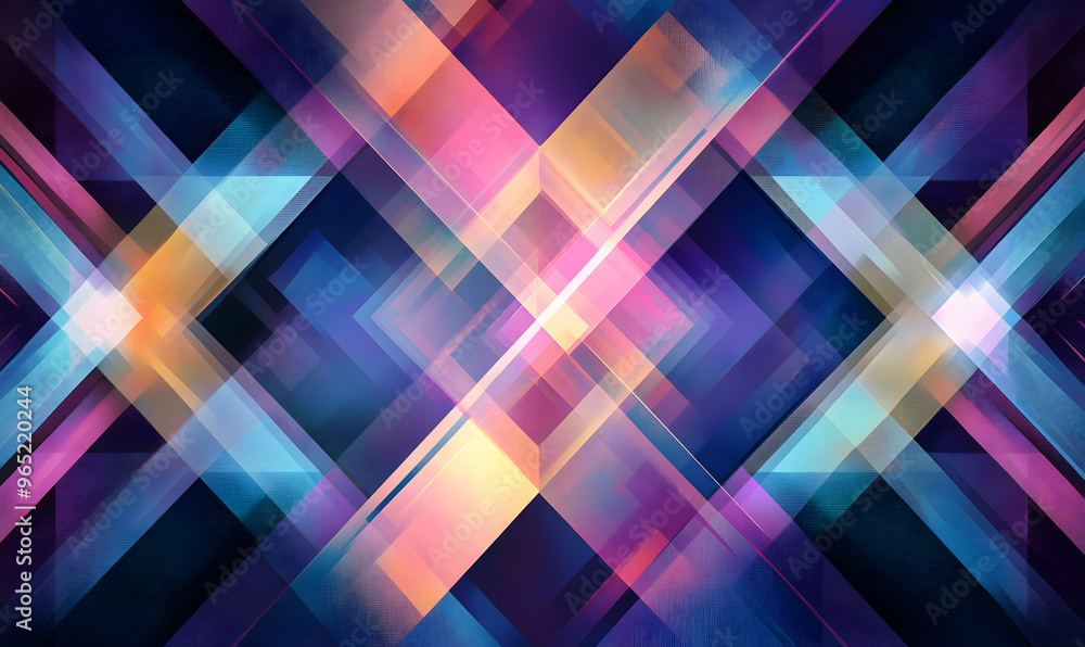 Poster Abstract geometric background with vibrant colors and dynamic shapes.