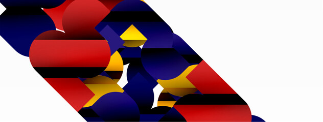 Colorful curve geometric shapes on white