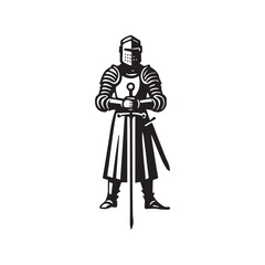 Naklejka premium Medieval king Clipart Design - king Vector illustration in black and white
