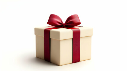 3D Rendered Gift Box: Elegant Present with Red Bow on White Background