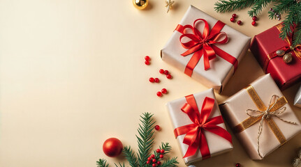 Christmas background with empty space for text . Generative AI