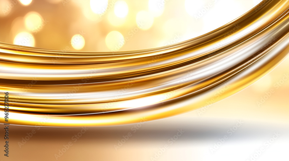 Poster Elegant golden abstract background with flowing curves creating a luminous effect for creative design projects