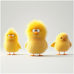 Naklejka premium set of 3 Cute cartoon chicken birds character for kids' illustration and educational materials