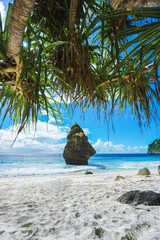 Beautiful stunning view coast side with sandy beach and blue ocean waves at Diamond beach, Nusa Penida, Bali © Balnyes Visuals