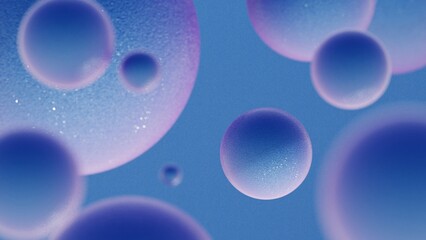 Abstract colorful violet glitter balls. Chaotic scatter spheres. Festive party wallpaper.