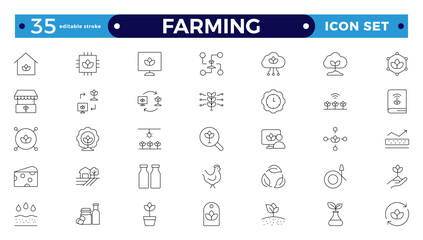 Farm, Farming, Agriculture Outline web icon set. Contains such Icons as Greenhouse, Haystack, Harvest, and more. Editable stroke outline icon.