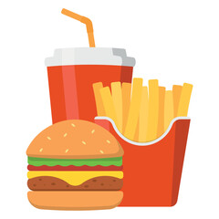 Indulge in a Delicious Fast Food Combo A Yummy Burger, Crispy Fries, and a Refreshing Drink