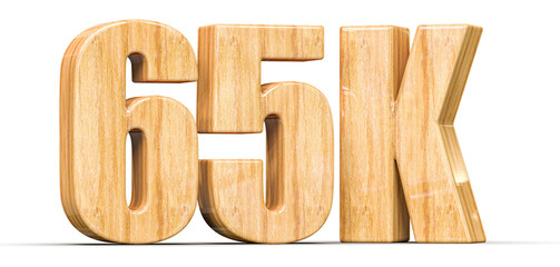 65k Followers Wooden Number 3D Render